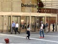 Chicago, USA - June 06, 2018:People near the office Deloitte com Royalty Free Stock Photo