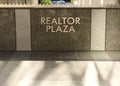 Chicago, USA - June 04, 2018: Realtor Plaza sign near Chicago As Royalty Free Stock Photo