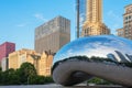 Chicago, USA - may 26, 2018: Reflection of city buildings on a metal surface of Cloud Gate also known as the Bean, Millennium Park Royalty Free Stock Photo