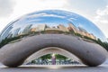 Chicago, USA - may 26, 2018: Reflection of city buildings on a metal surface of Cloud Gate also known as the Bean, Millennium Park Royalty Free Stock Photo