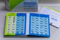 Chantix starting pack blister card. A smoking cessation program only available with a doctor`s prescription.