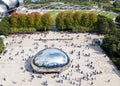 CHICAGO, USA - OCTOBER 1, 2017: Millennium park aerial view with Royalty Free Stock Photo