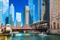 Chicago, USA. Chicago river and waterfront architecture cruise view Royalty Free Stock Photo