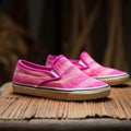 Chicano-inspired Girls Pink Striped Slip On Shoes - Raw Authenticity