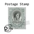 Chicano style Postage Stamp on white background. beautiful woman stamp.