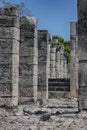 Chichen Itza - Columns of the Temple of the Thousand Warriors, built on the Yucatan, Mayan culture Royalty Free Stock Photo
