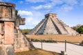 Chichen Itza, Mexico. Chichen Itza snake and Kukulkan Mayan temple pyramid. Royalty Free Stock Photo