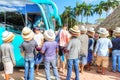 Mexican street vendor selling straw hats at Chichen Itza, Mexico Royalty Free Stock Photo