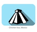 Chichen Itza,Mexico, famous landmark flat icon, Famous scenic spot Royalty Free Stock Photo