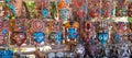 Traditional Mayan mask souvenirs for sale within the ruins of Chichen Itza, Mexico