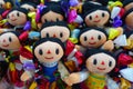 CHICHEN ITZA, MEXICO - NOVEMBER 12, 2017: Close up of beautiful handmade dolls, sold as souvenirs in an artisan`s shop