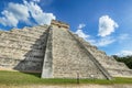 Ancient Mayan pyramid Kukulcan Temple, Chichen Itza, Yucatan, Mexico. UNESCO world heritage site. Isolated on white background Royalty Free Stock Photo