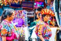 Chichicastenango, Guatemala on 2th May 2016: Old woman wearing colorful clothes on maya market in Chichicatenango Royalty Free Stock Photo