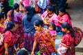Chichicastenango, Guatemala on 2th May 2016: Group of indigenous maya woman with a baby on their back on market in Chichicatenango Royalty Free Stock Photo