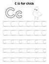 Chick Animal Tracing Letter ABC Coloring Page C