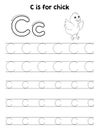 Chick Animal Tracing Letter ABC Coloring Page C