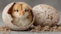 Chick breaks out of eggshell and enters the world for the first time Royalty Free Stock Photo