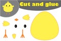 Chick cartoon style, education easter game for the development of preschool children, use scissors and glue to create the applique