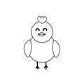 Chick. Coloring page. Black and white little bird. Chick. Vector