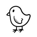 Chick in doodle line style. Hand drawn sketch icon. Isolated vector illustration. Royalty Free Stock Photo