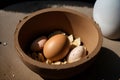 A chick emerging from a broken eggshell Royalty Free Stock Photo