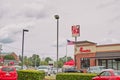 Chick Fil A fast food chicken restaurant parking lot view