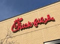 Chick-filA Sign and Logo on a Restaurant in January, 2024 in Chicago.