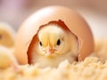 Chick gazing from an egg, a symbol of new beginnings on a farm