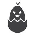 Chick hatched from an egg glyph icon, easter Royalty Free Stock Photo