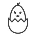 Chick hatched from an egg line icon, easter Royalty Free Stock Photo