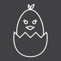 Chick hatched from an egg line icon, easter Royalty Free Stock Photo