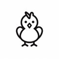 Minimalist Chicken Icon On White Background