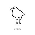 Chick icon. Trendy modern flat linear vector Chick icon on white Royalty Free Stock Photo