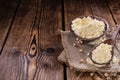 Chick Pea Flour on dark rustic background Royalty Free Stock Photo