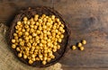 Chick peas in a bowl top view Royalty Free Stock Photo