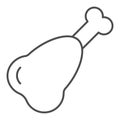 Chickem leg thin line icon. Meat vector illustration isolated on white. Fried turkey leg outline style design, designed Royalty Free Stock Photo