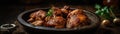 Chicken Adobo On Stone Rustic Pub Wide Panoramic. Generative AI