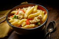 Chicken Alfredo Penne Primavera Royalty Free Stock Photo