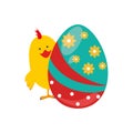 Chicken animal with colorful easter egg Royalty Free Stock Photo