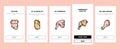 Chicken Animal Farm Raw Meat Food Onboarding Icons Set Vector Royalty Free Stock Photo