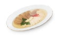 Chicken aspic Ukrainian cuisine. Photo of food on a white background