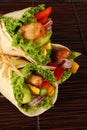 Chicken and avocado wrap sandwiches on mat Royalty Free Stock Photo