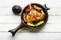 Chicken baked with potatoes and figs Royalty Free Stock Photo