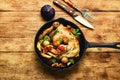 Chicken baked with potatoes and figs Royalty Free Stock Photo