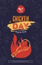 Chicken BBQ brochure vector poster, menu design. Vector menu template with hand-drawn graphic. Food barbeque flyer Royalty Free Stock Photo