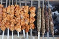 Chicken and Beef on Barbecue Grill Royalty Free Stock Photo