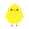 Chicken bird. Happy Easter. Cute cartoon funny kawaii baby chick character. Flat design. Greeting card. Yellow color. White Royalty Free Stock Photo