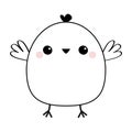 Chicken bird head face line icon. Cute cartoon kawaii funny baby character. Happy Easter. Doodle linear sketch. Black contour