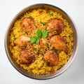 Chicken Biryani Chicken Biryani is a popular Indian street food. Served in a bowl.