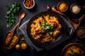 Chicken Biryani Gosht top view spicy rice Royalty Free Stock Photo